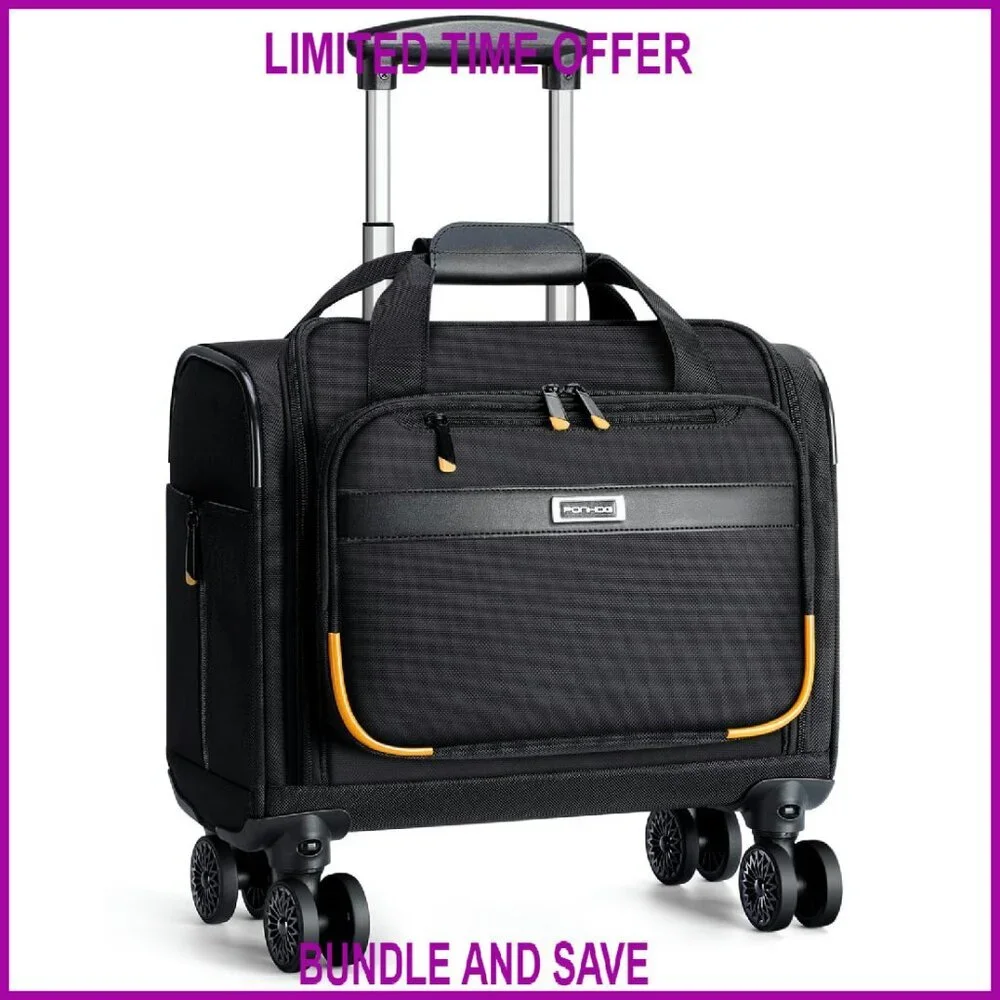 Rolling Laptop Briefcase 15.6 Inch Water Resistant Nylon Travel Bag